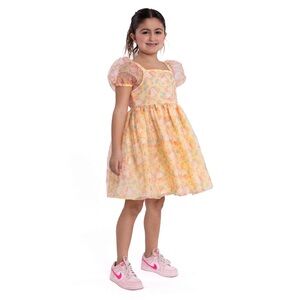 Hello Kitty Girls Printed Puff Sleeve Dress, Size S 6-6X